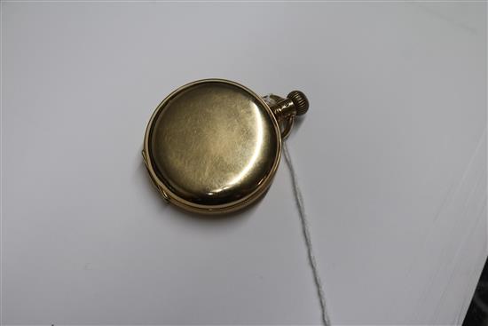 A Lever Brothers 14K gold stiffened half hunter pocket watch,